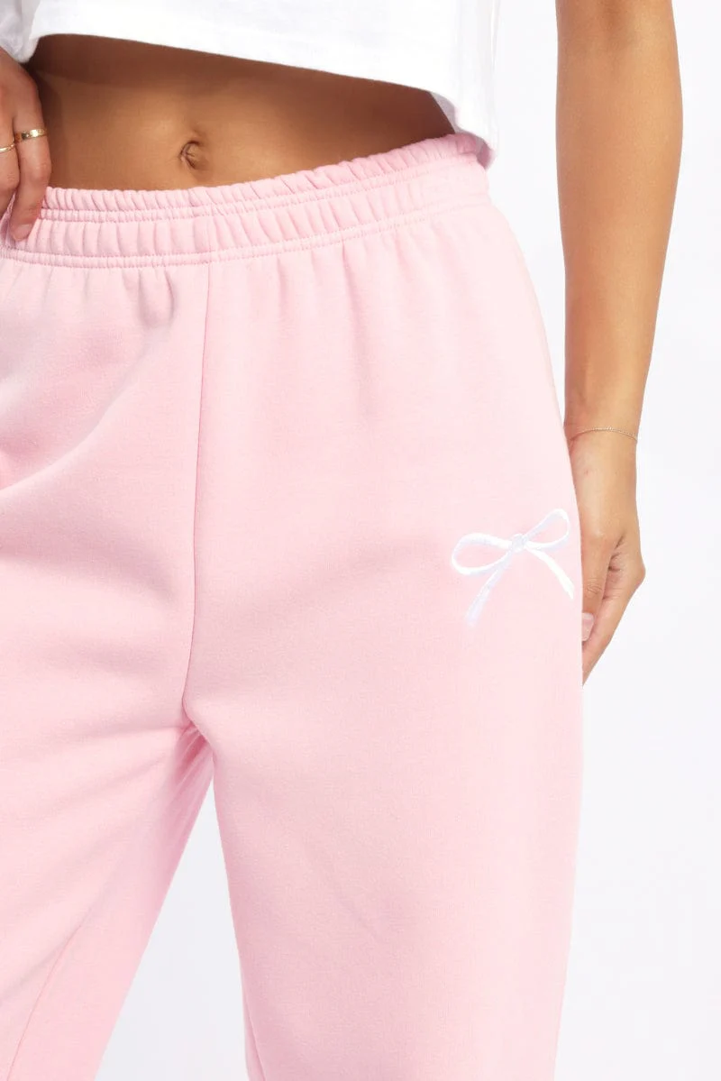 Pink Track Pants Wide Leg