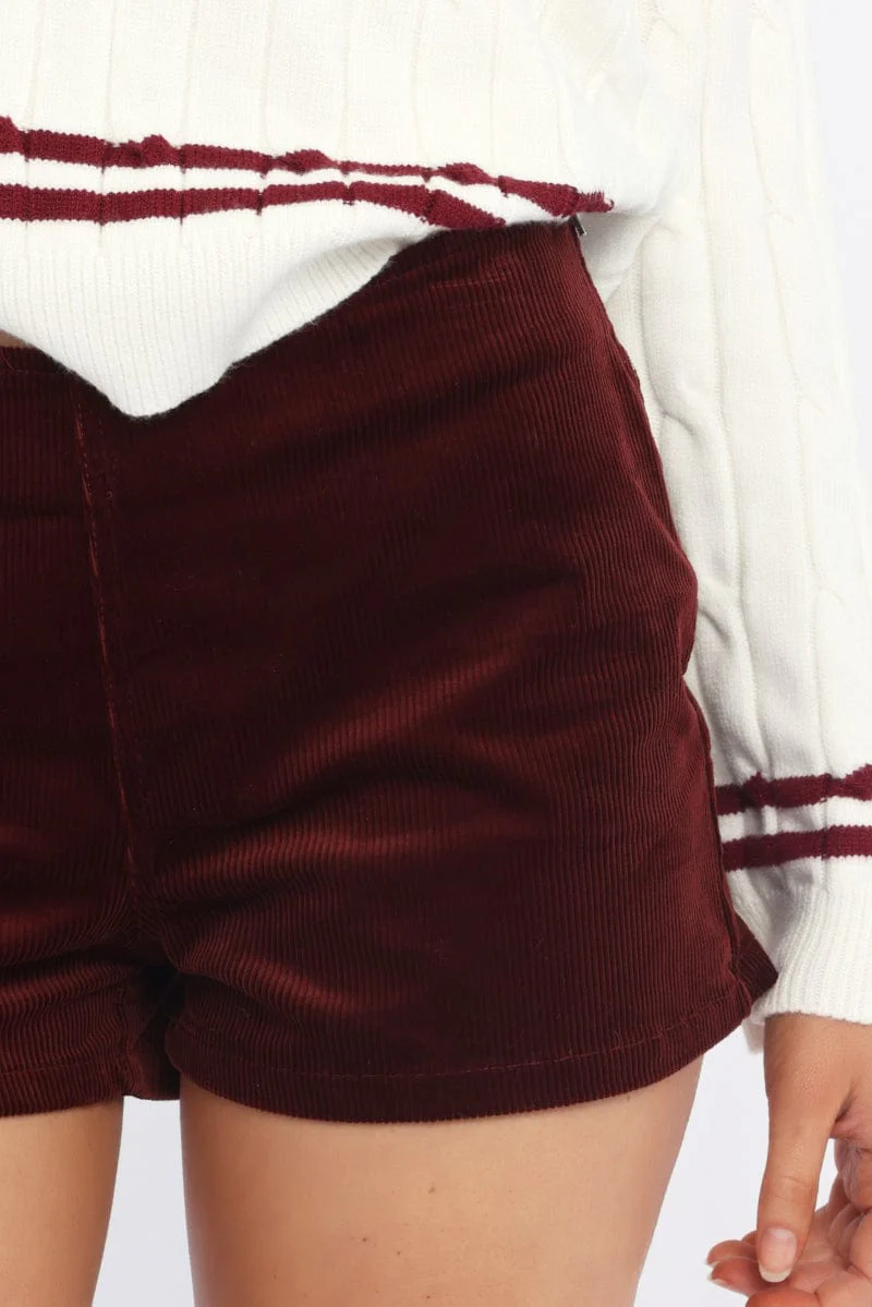 Red Low Rise Short Side Zipper