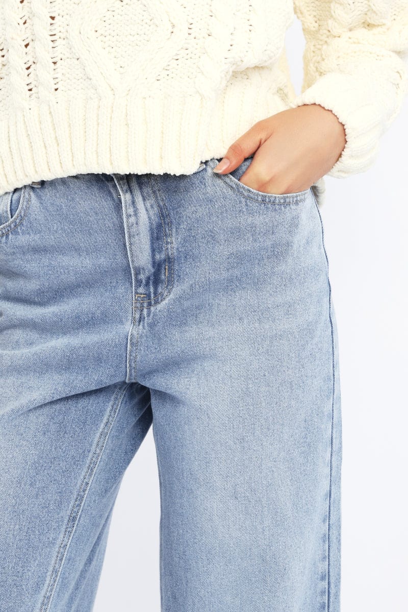 Denim Straight Jeans Fold Up