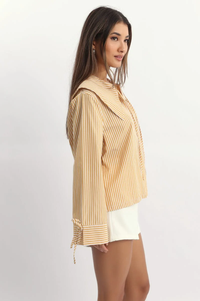 Brown Stripe Oversized Shirt