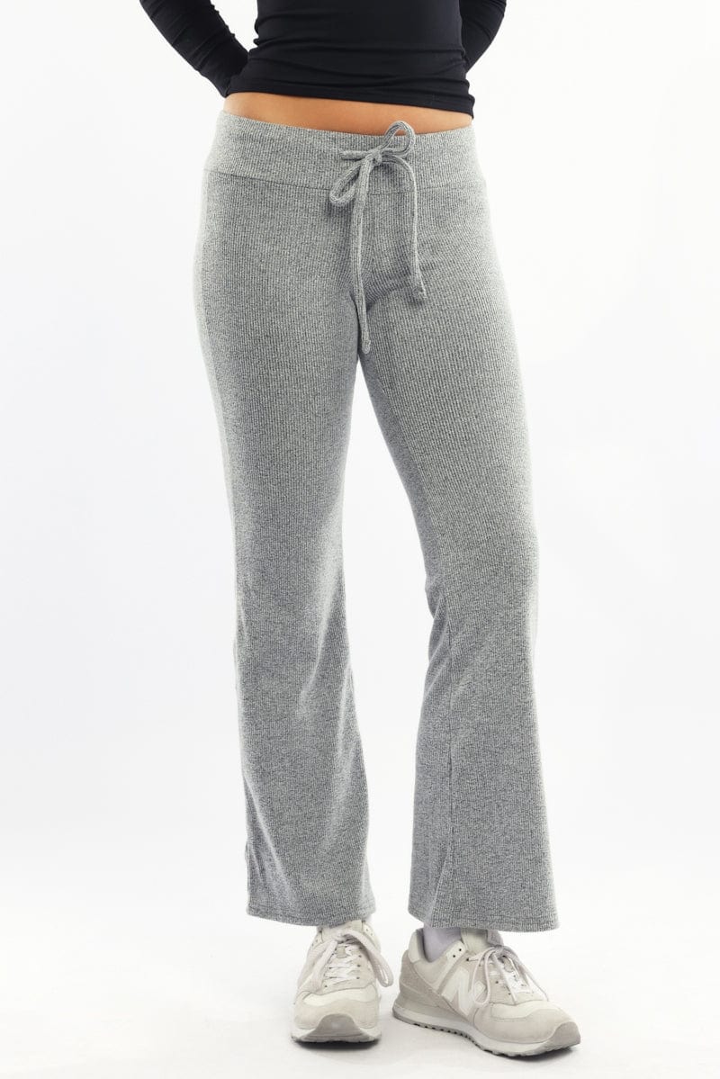 Grey Flare Leg Pants Elasticated Waist