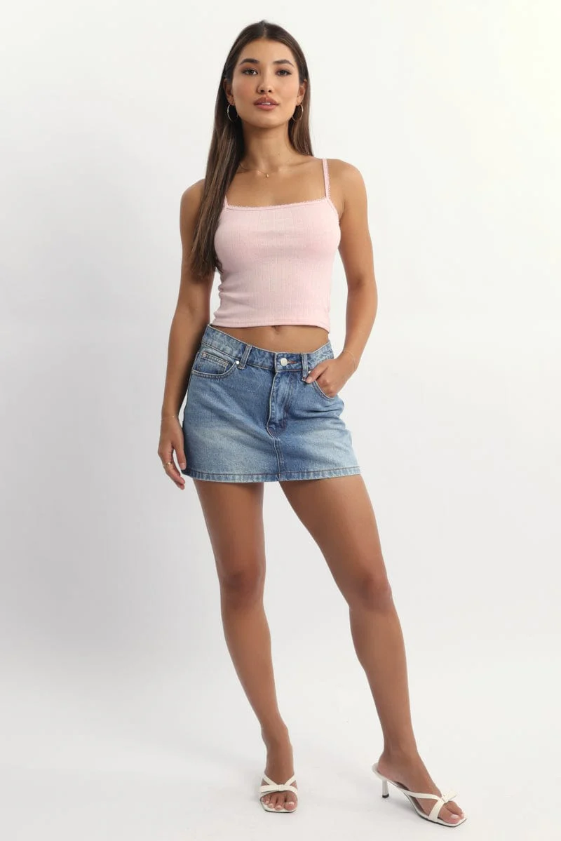 Pink Pointelle Cami Top