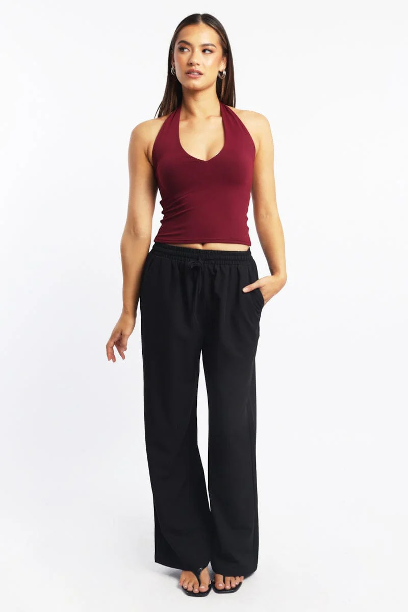 Black Wide Leg Pants Elasticated Waist