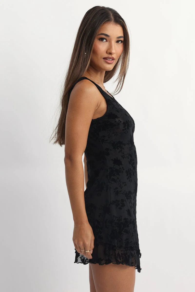 Black Mini Dress Burn Out