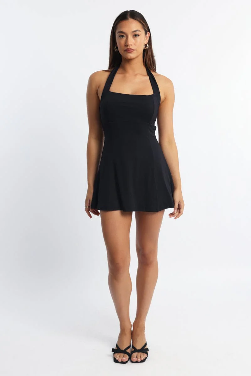 Black Halter Neck Mini Dress