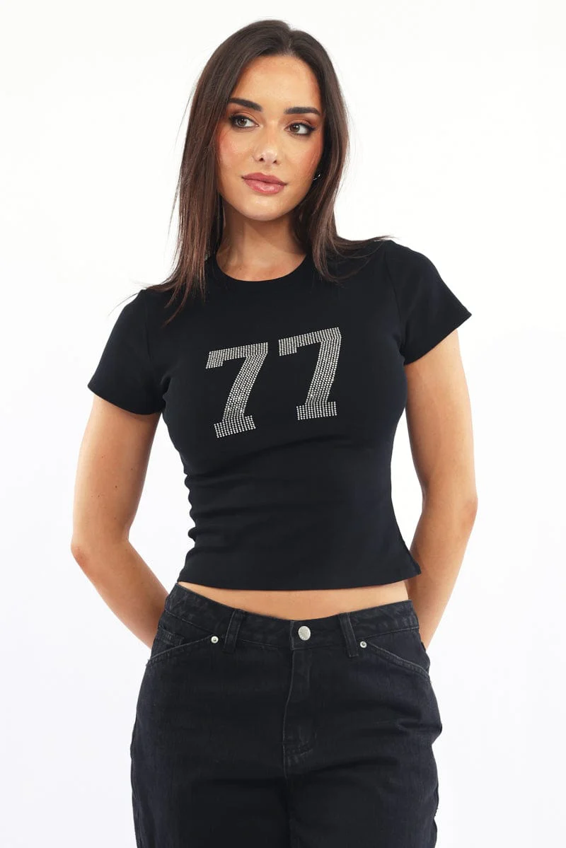 Black Graphic Tee Short Sleeve