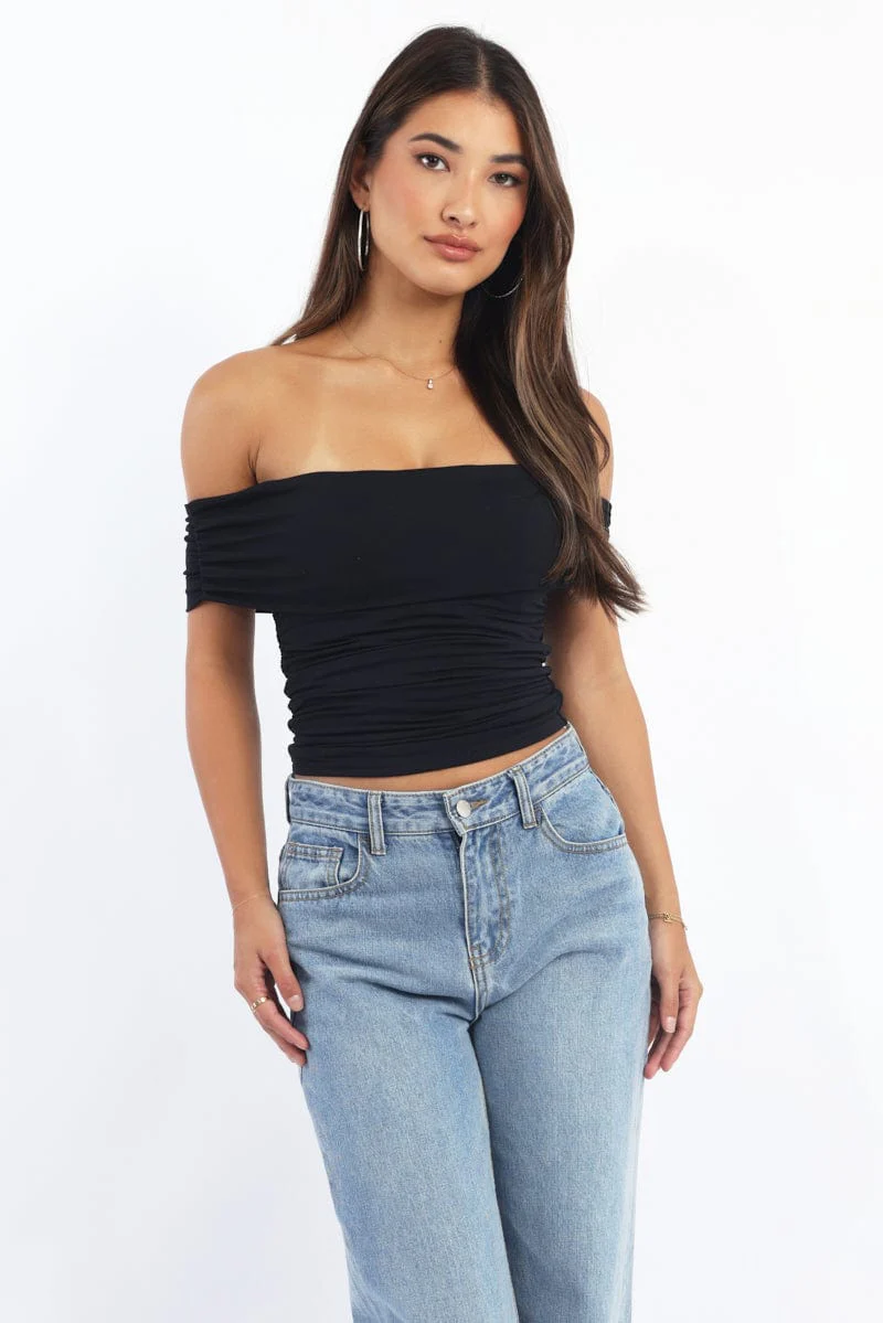 Black Off Shoulder Top Supersoft