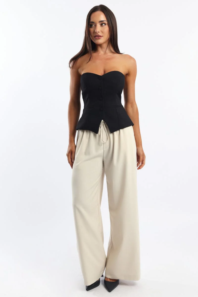 Black Bandeau Vest Sleeveless Sweetheart Tailored