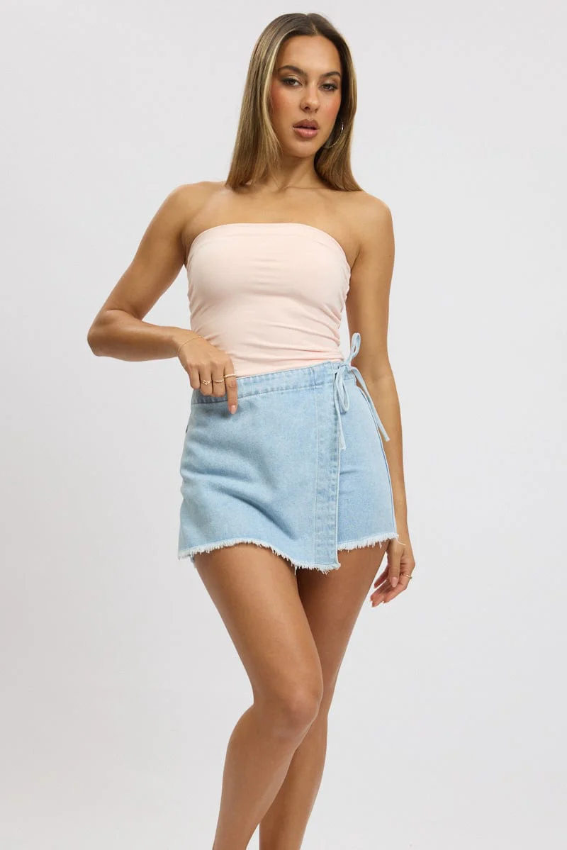 Denim Skorts Skirt High Rise