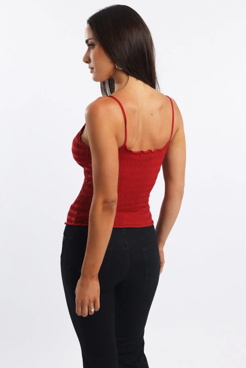 Red Textured Cami Top Seamless