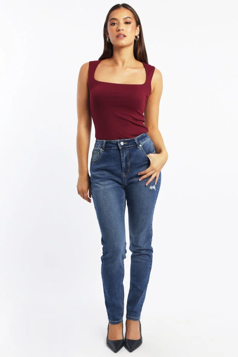 Denim Skinny Jeans High Rise