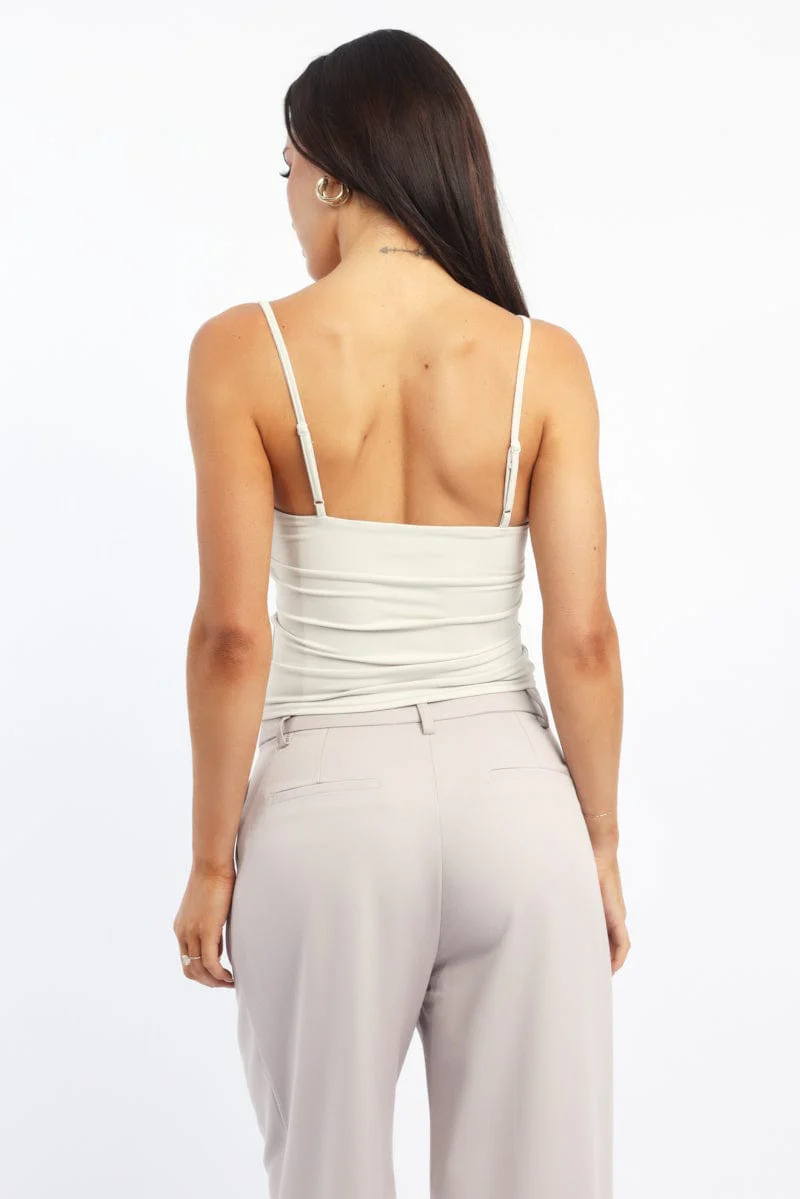 White Supersoft Cami Top Cross Over
