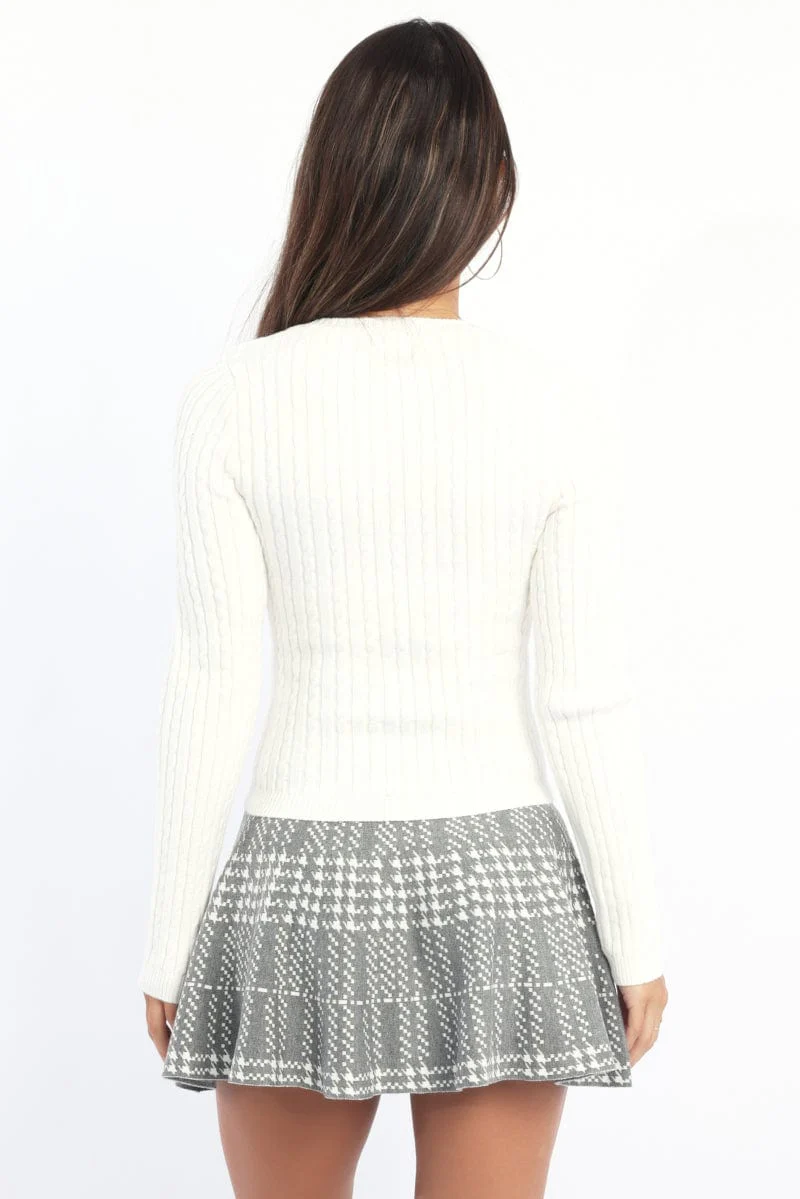 White Cable Knit Top Long Sleeve