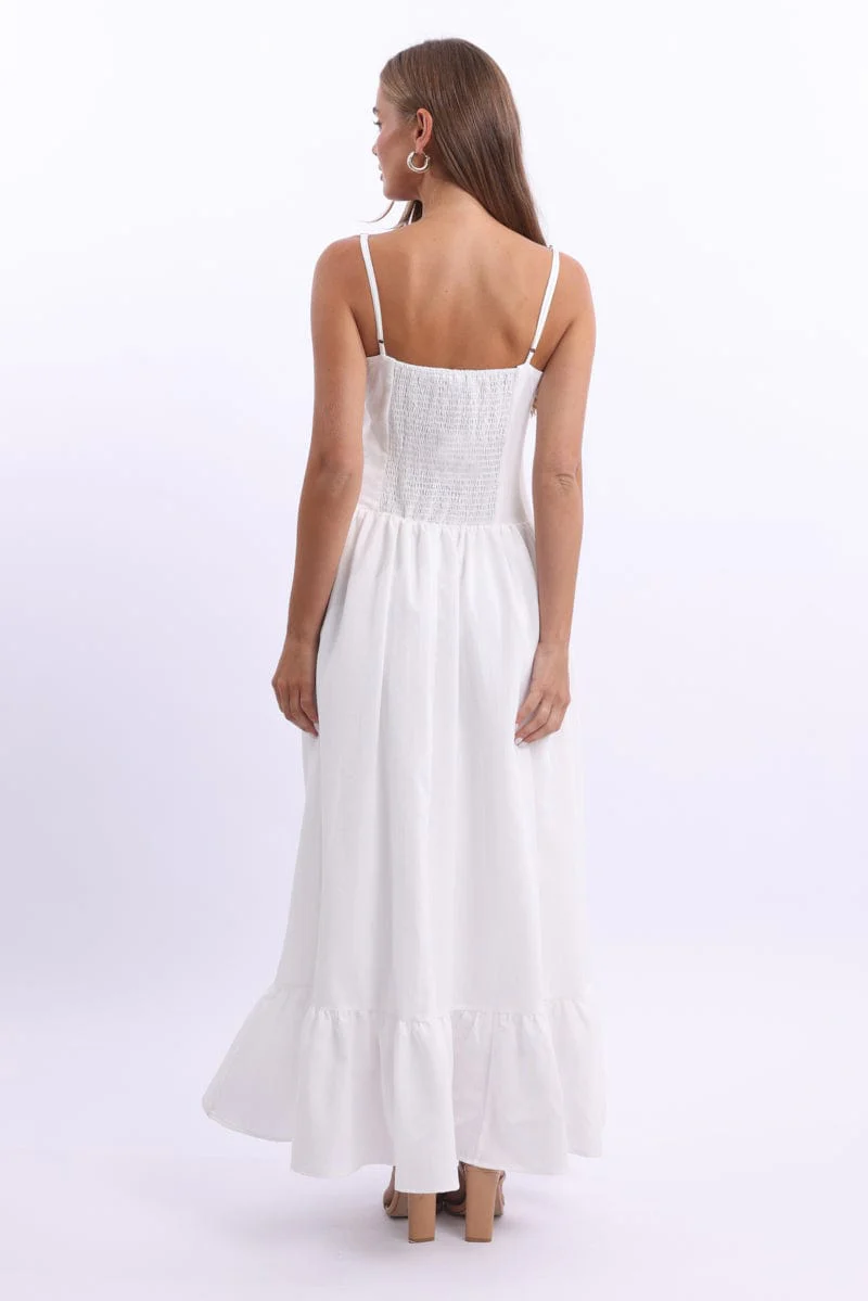 White Maxi Dress Corset Detailed