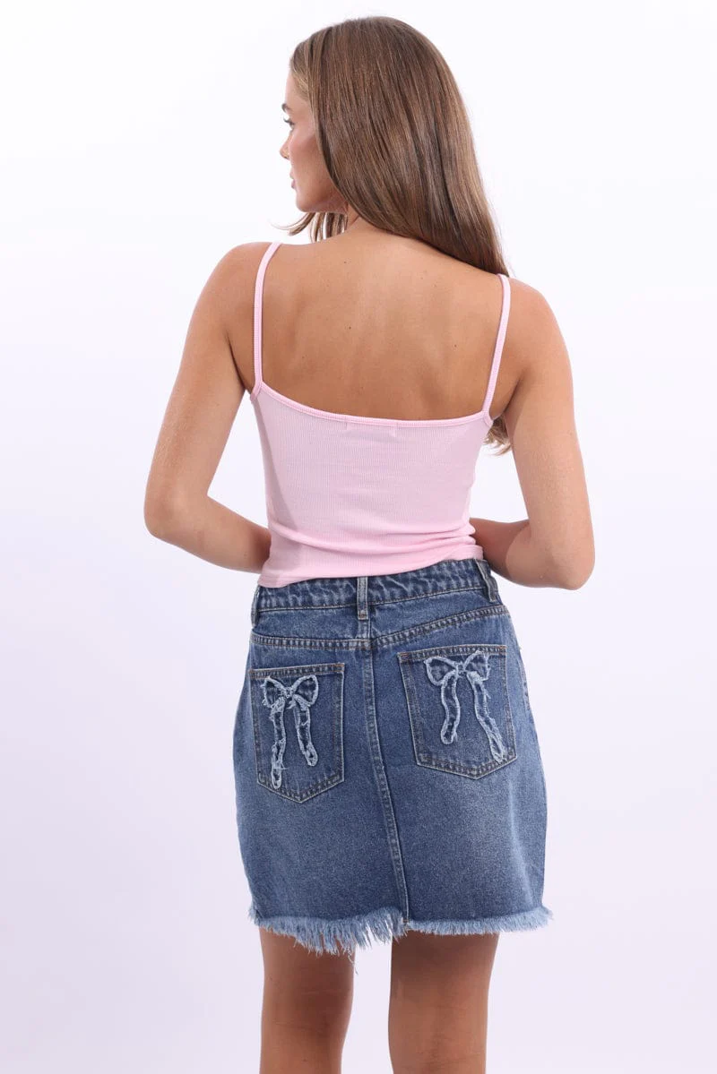 Pink Singlet Top Sleeveless Ruched Bust