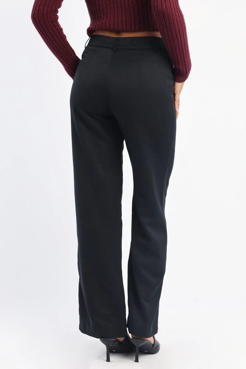 Black Smart Pants High Rise