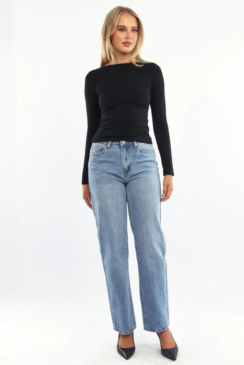 Black Supersoft Fleece Top Long Sleeve