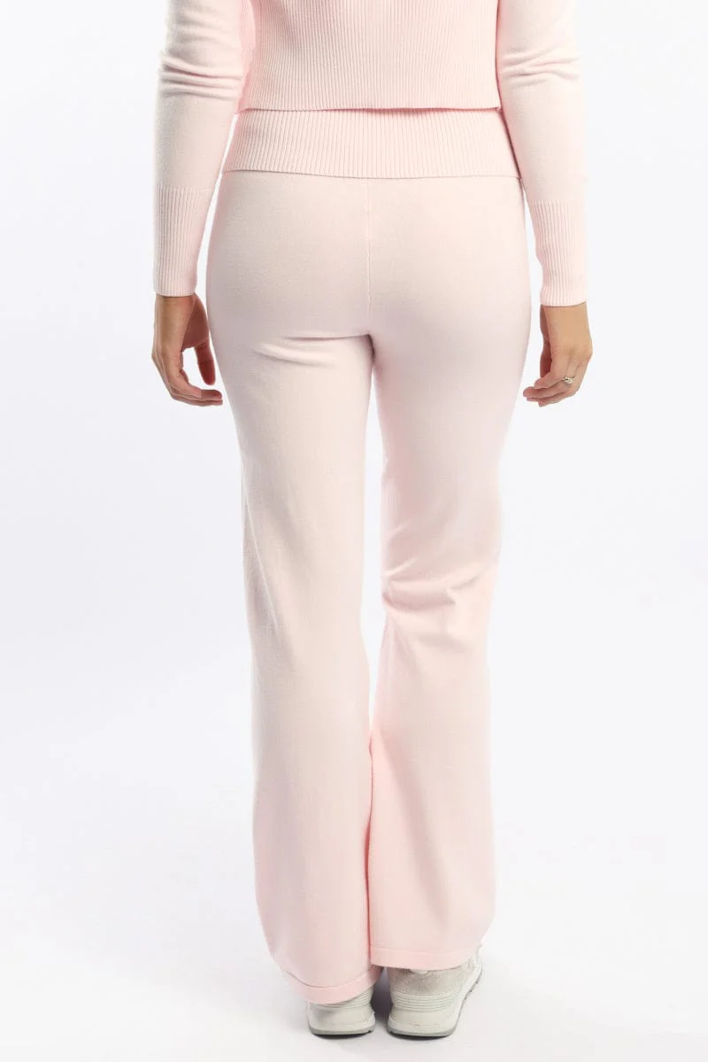 Pink Wide Leg Pants Knit