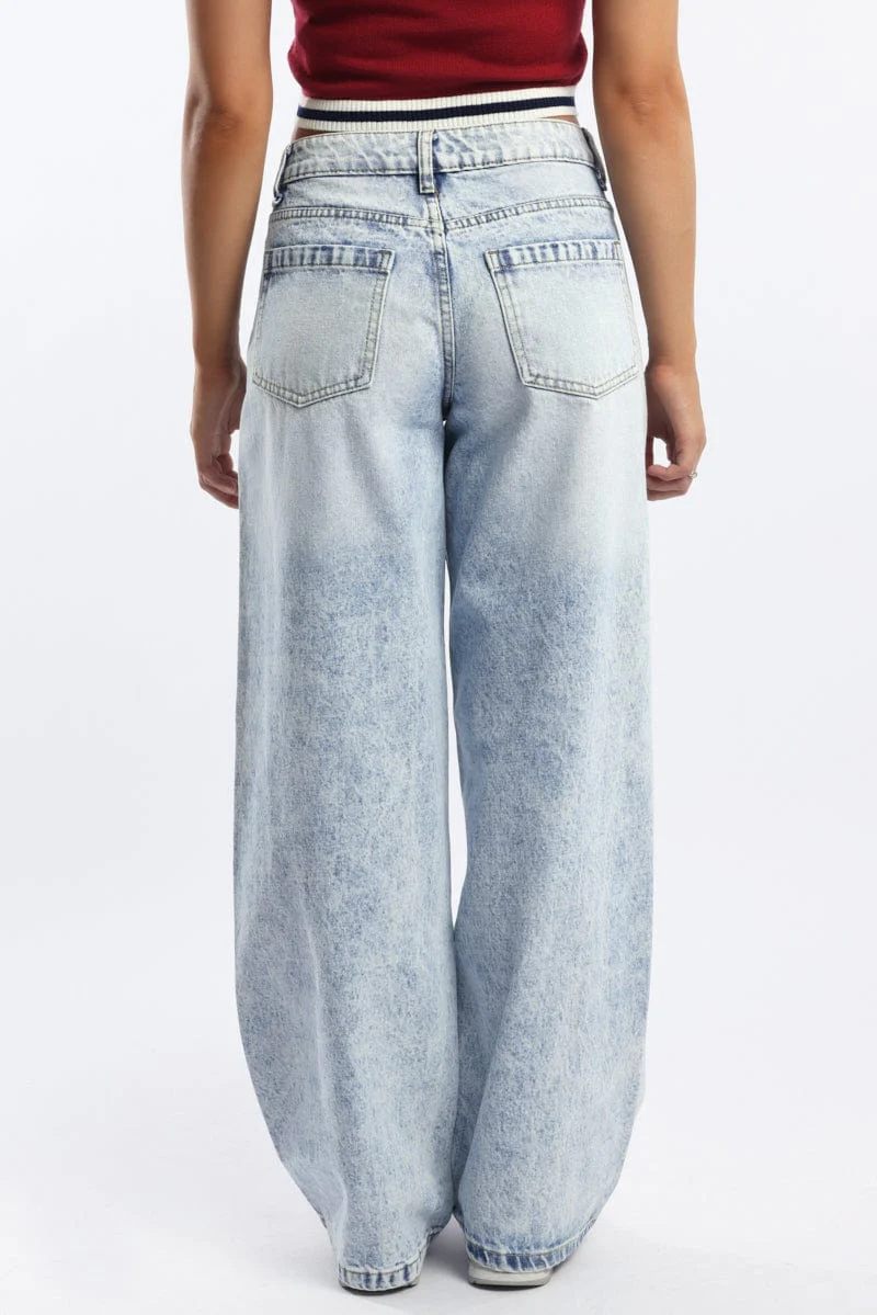 Denim Balloon fit Jeans with Seam