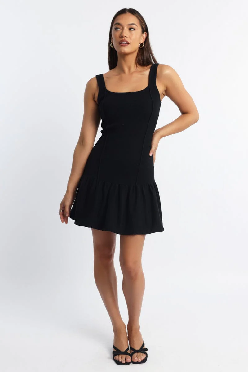 Black Knit Dress Sleeveless Mini