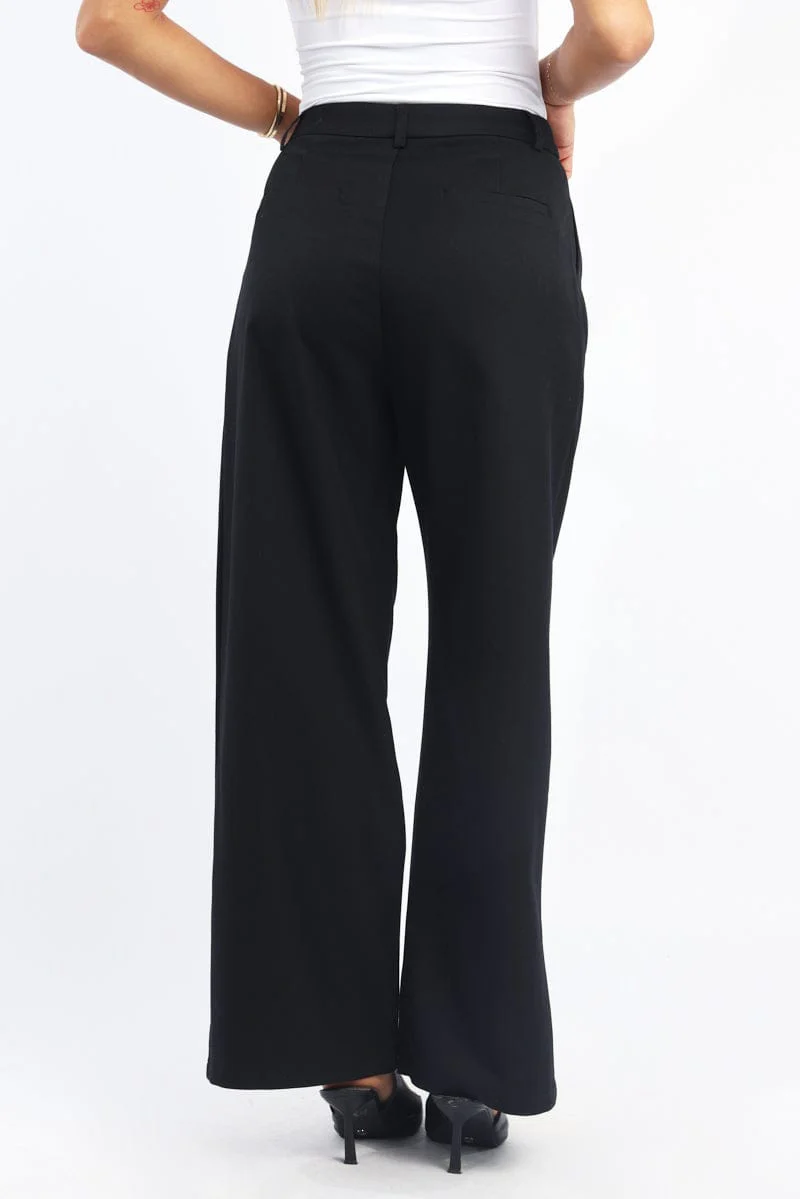 Black Wide Leg Pants High Rise