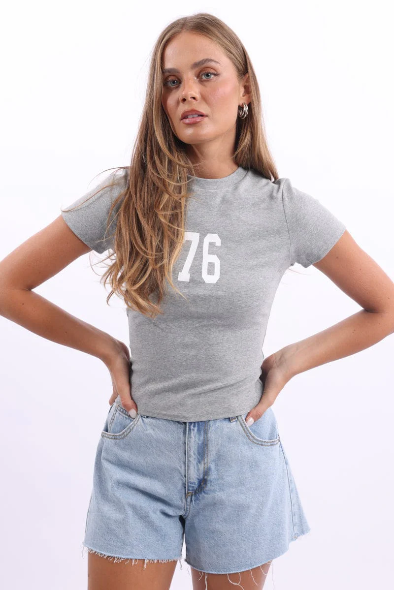 Grey Graphic Tee Short Sleeve