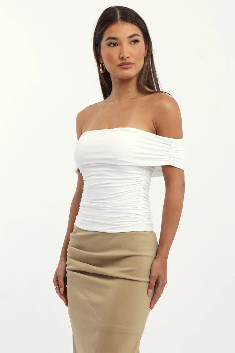 White Off Shoulder Top Supersoft