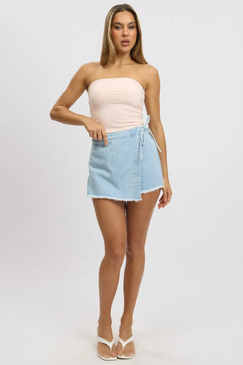 Denim Skorts Skirt High Rise