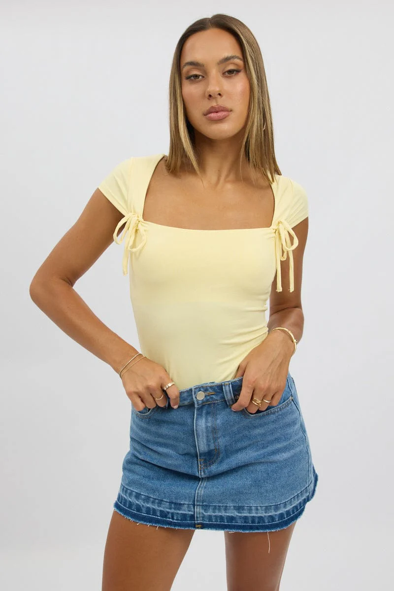 Yellow Supersoft Tank Scoop Neck Ribbon