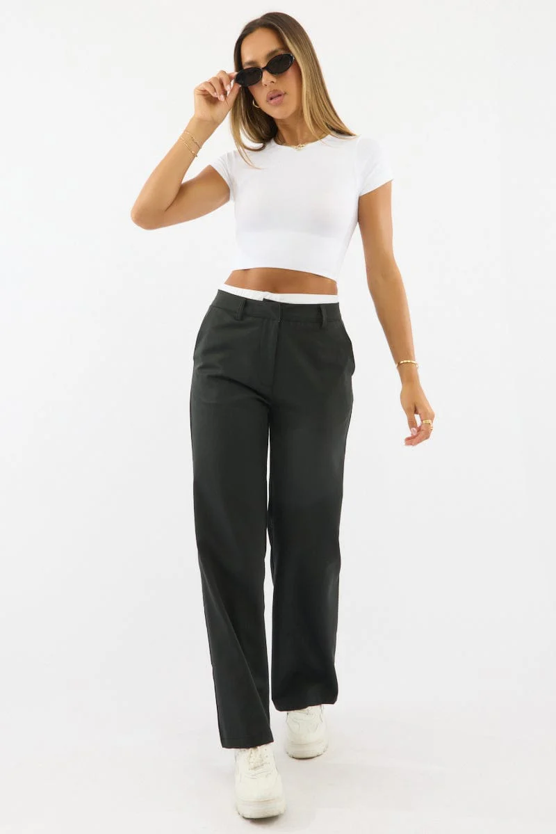 Black Tailored Pants Boxer Wide Leg