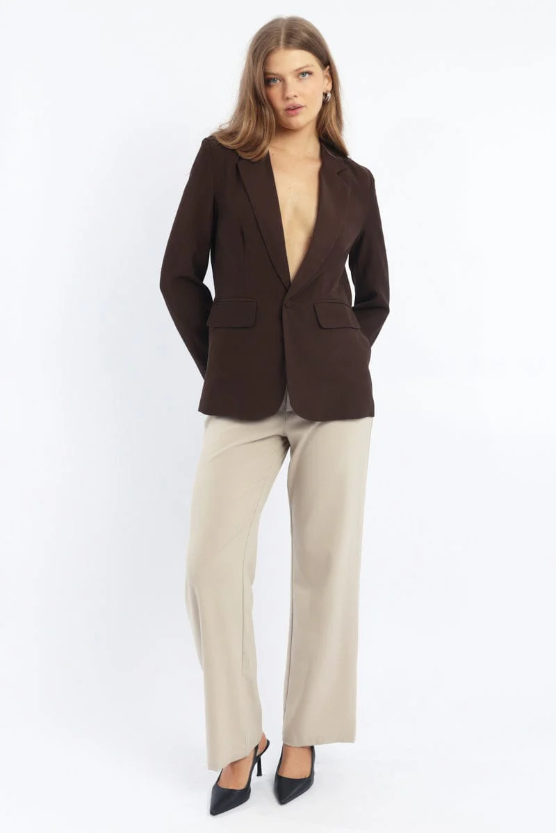 Brown Blazer Long Sleeve