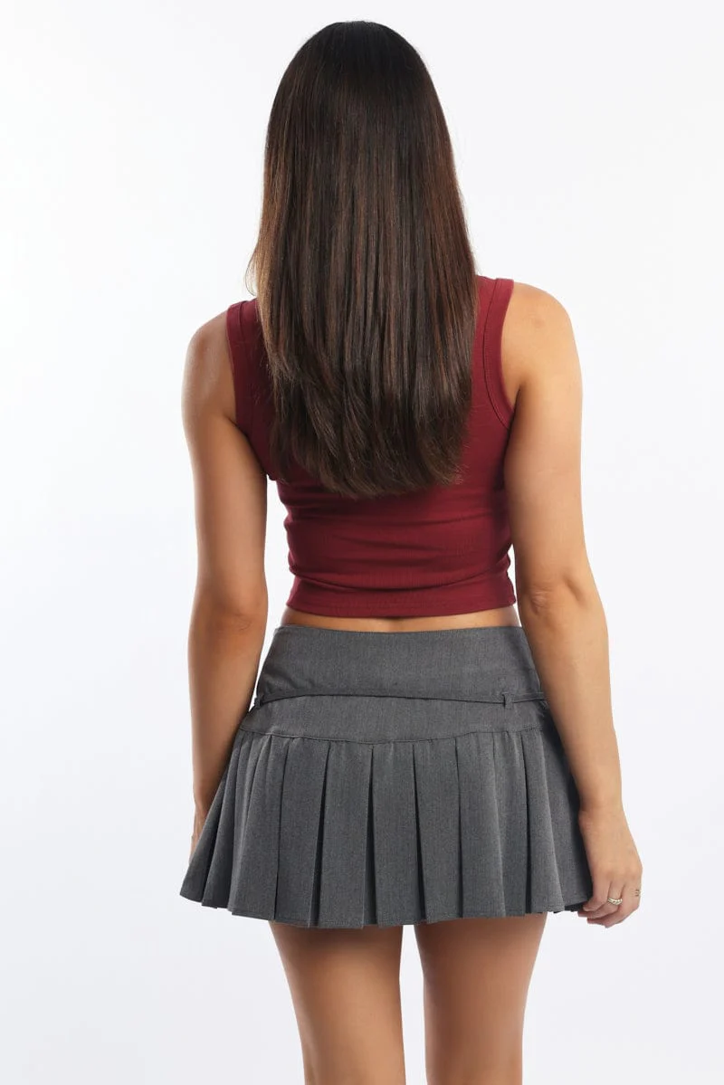 Red Button Front Top Sleeveless