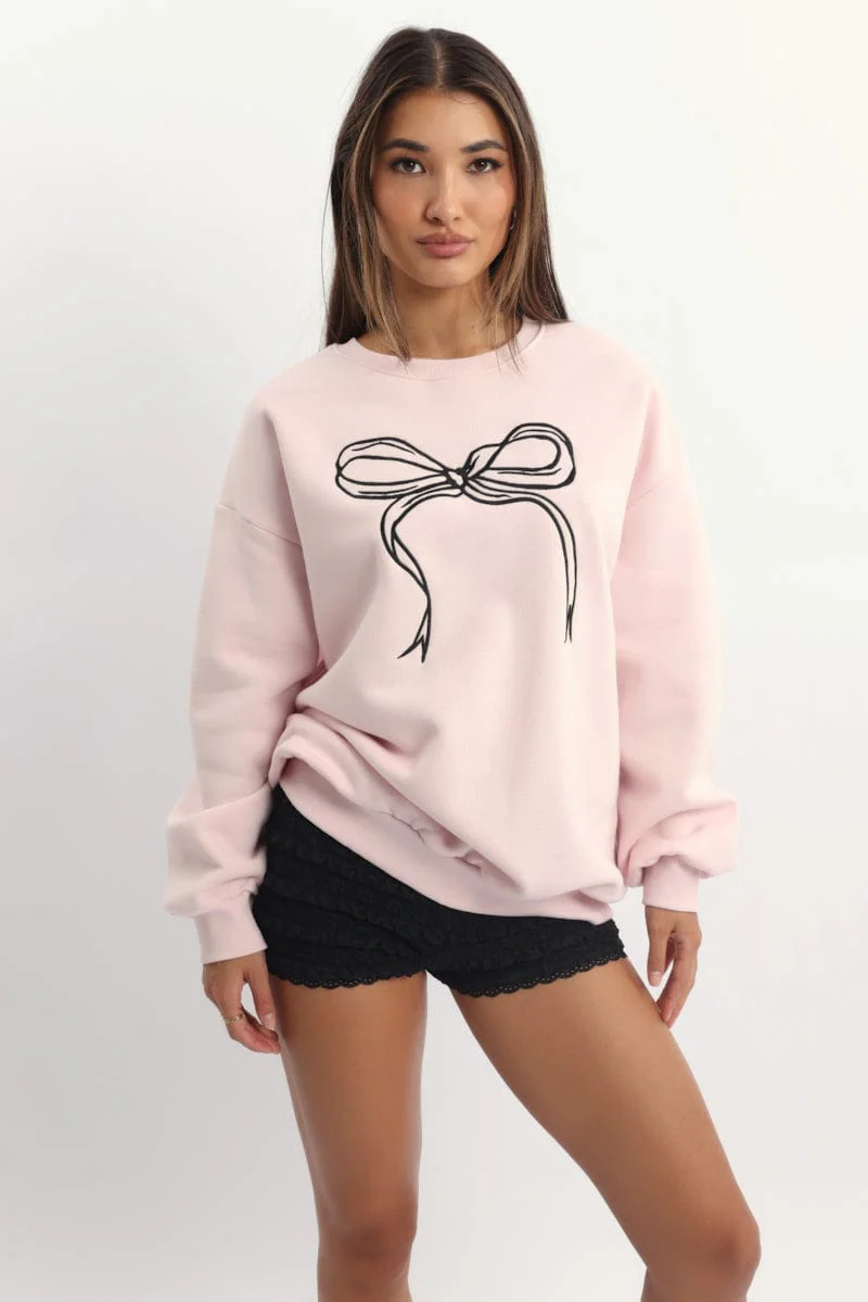 Pink Graphic Sweater Long Sleeve