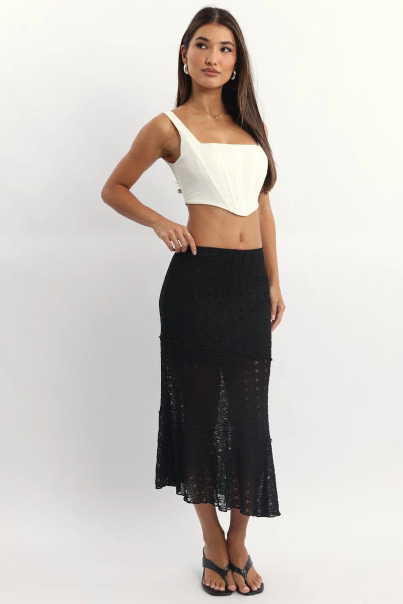Black Lace Midi Skirt