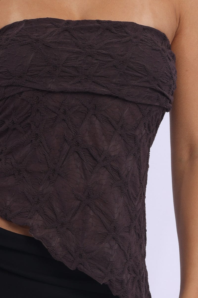 Brown Boob Tube Top Texured