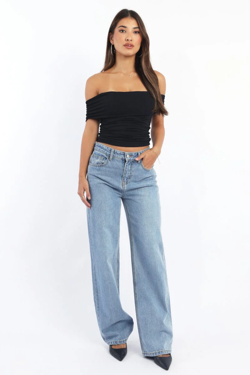 Black Off Shoulder Top Supersoft