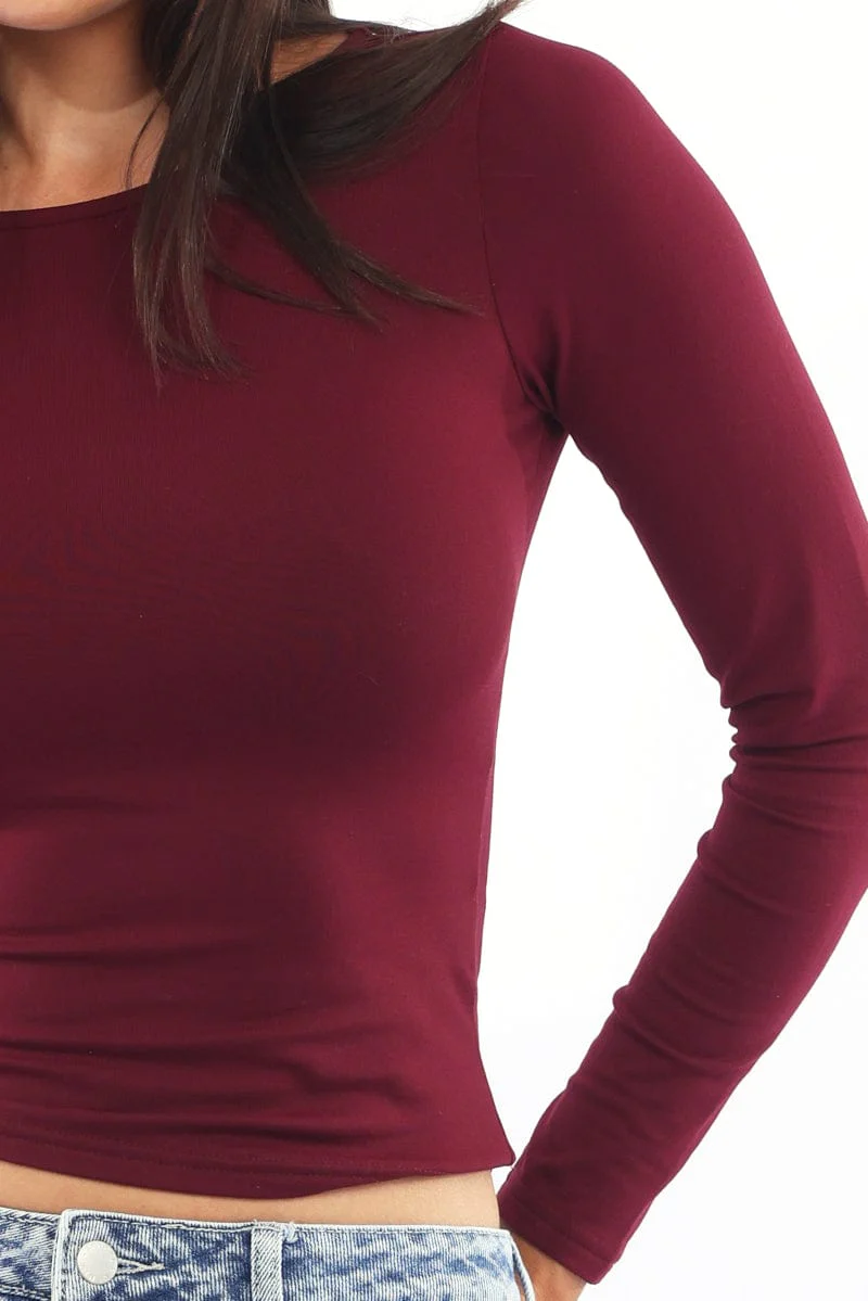 Red Supersoft Fleece Top Long Sleeve