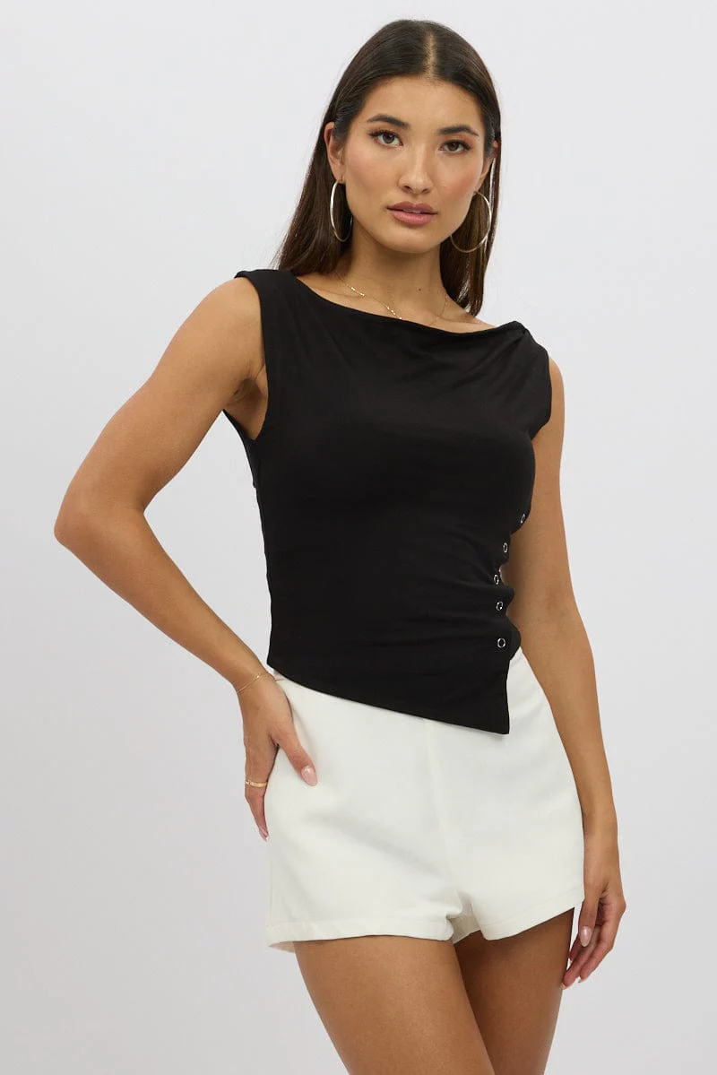 Black Asymmetrical Top Sleeveless