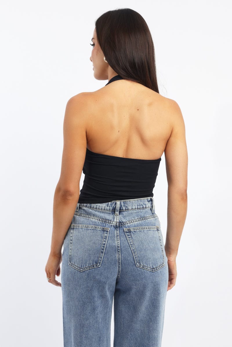 Black Supersoft Halter Neck Top