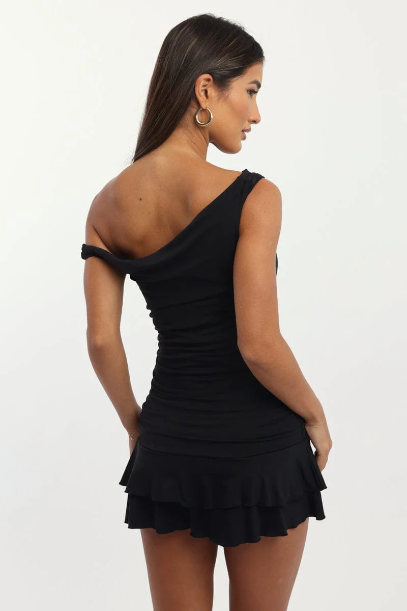 Black Off Shoulder Mini Dress
