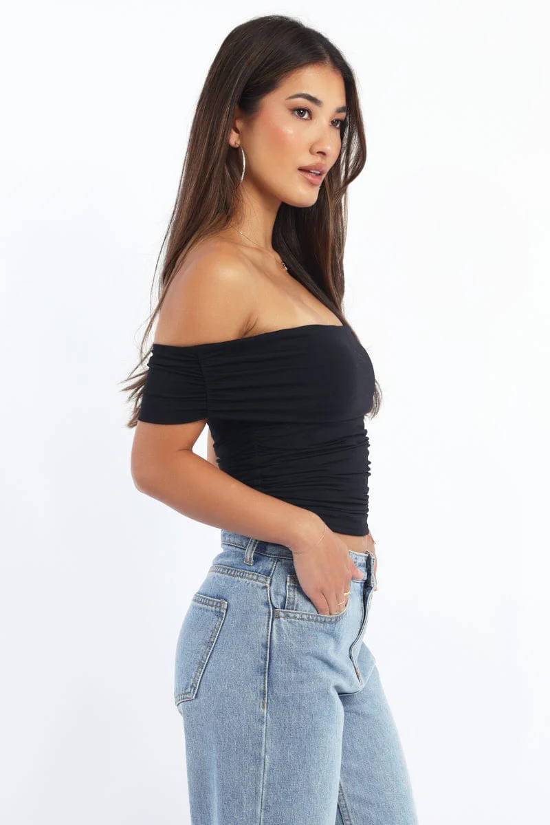 Black Off Shoulder Top Supersoft