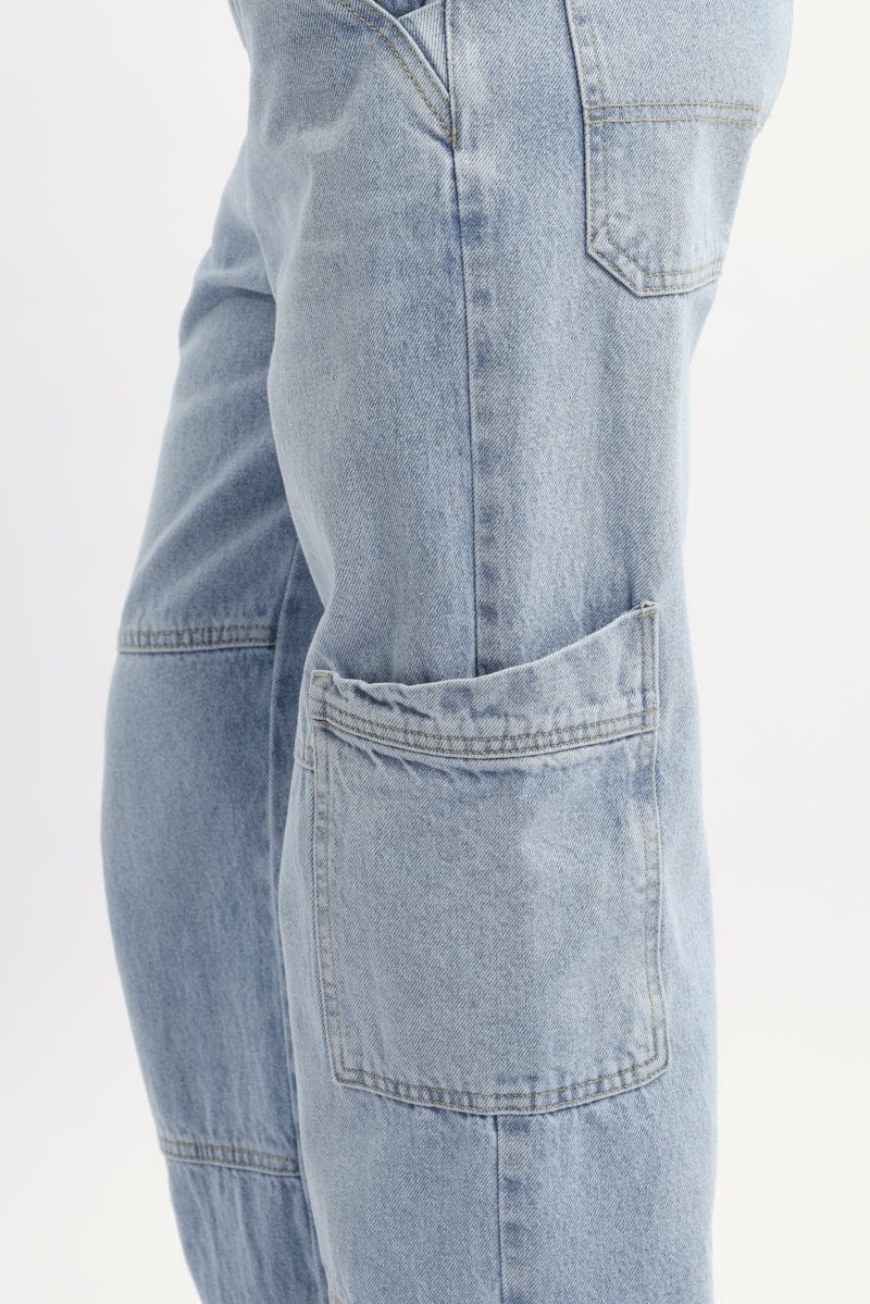 Denim Cargo Denim Jeans Mid Rise