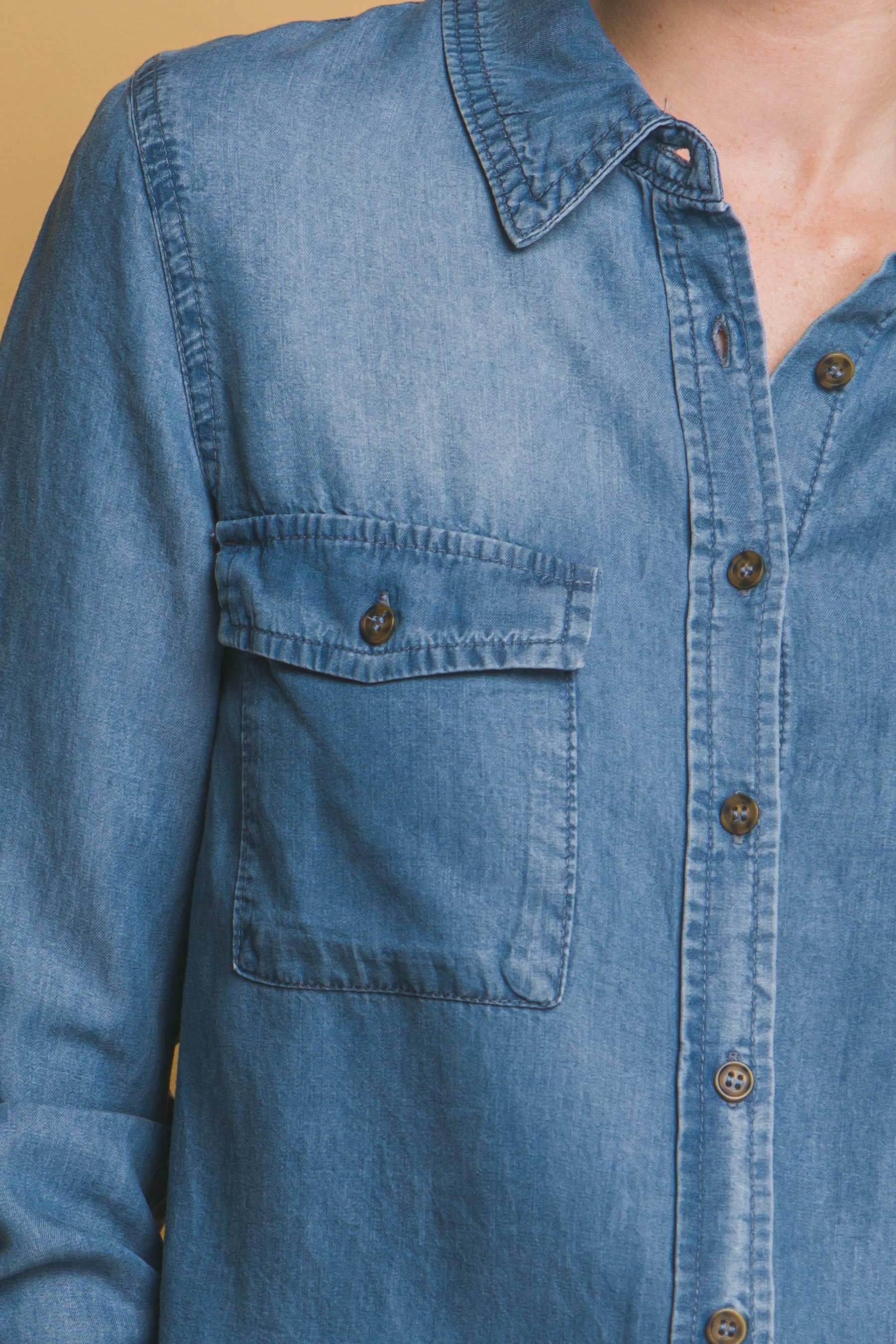 Classic Chambray Button Down Top