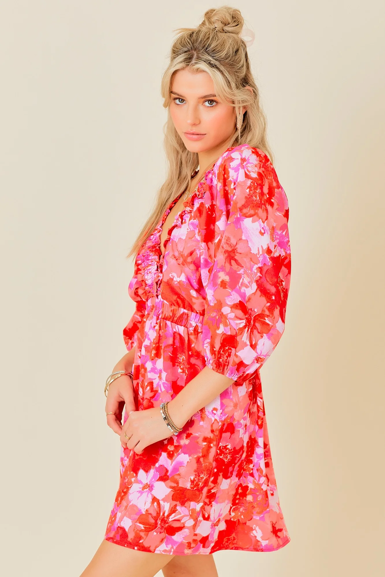 Bright Lights Suplice Mini Floral Red PRint Mini Dress FINAL SALE