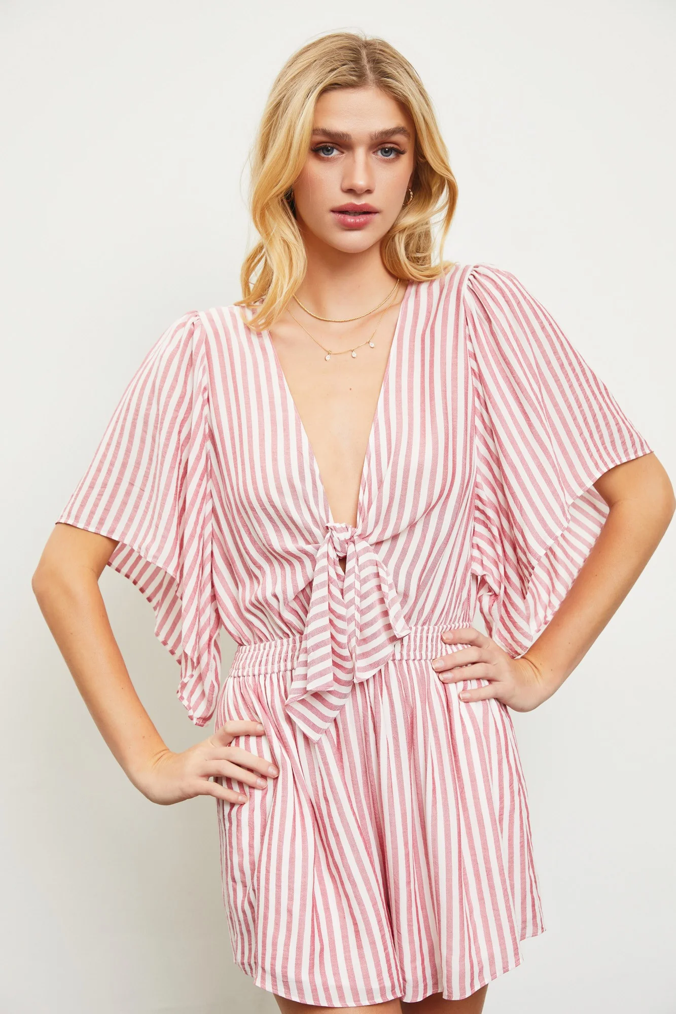Bethanny Stripe Romper in Red FINAL SALE