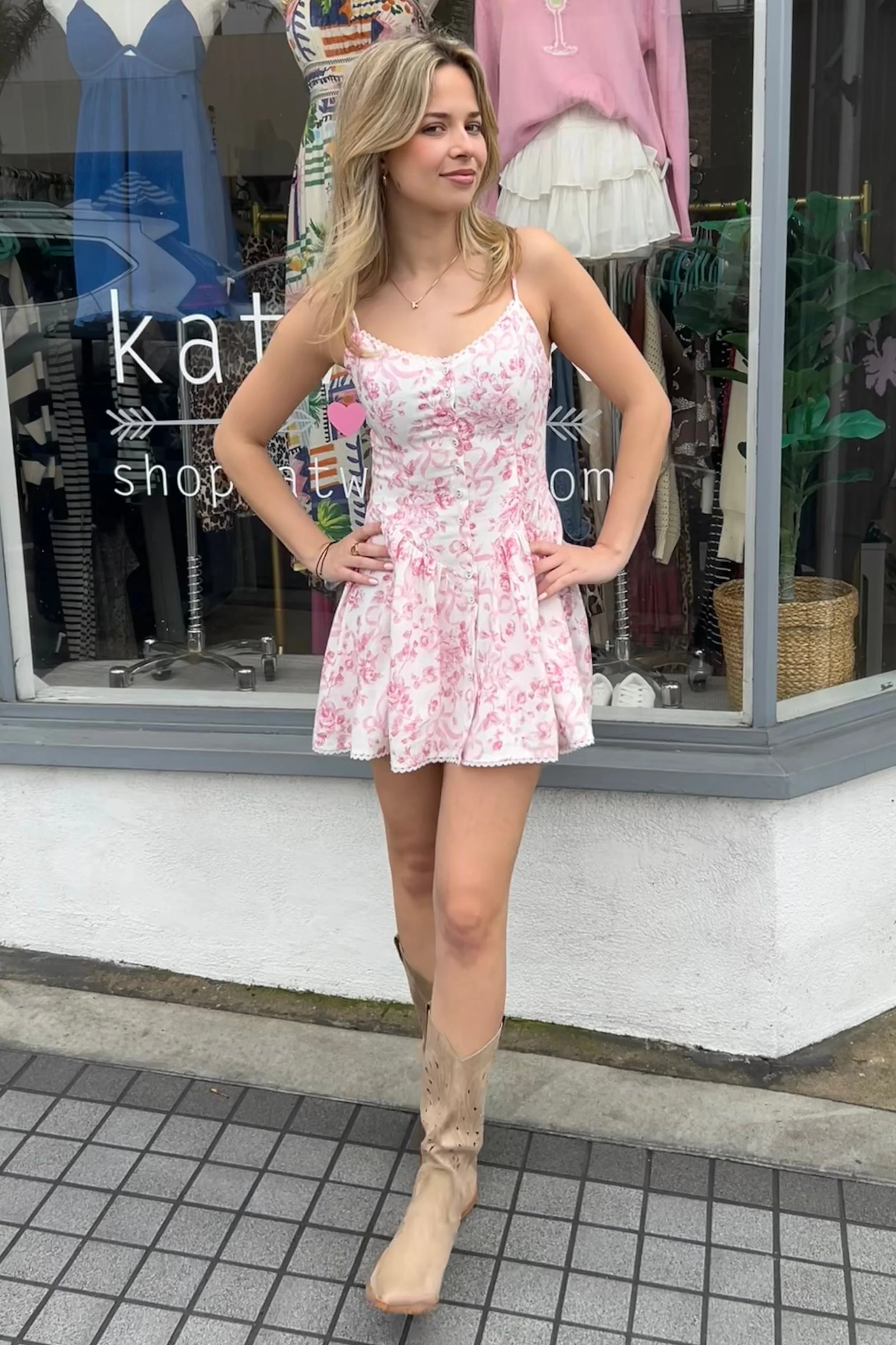 Ribbon Floral Fit and Flare Micro Mini Dress