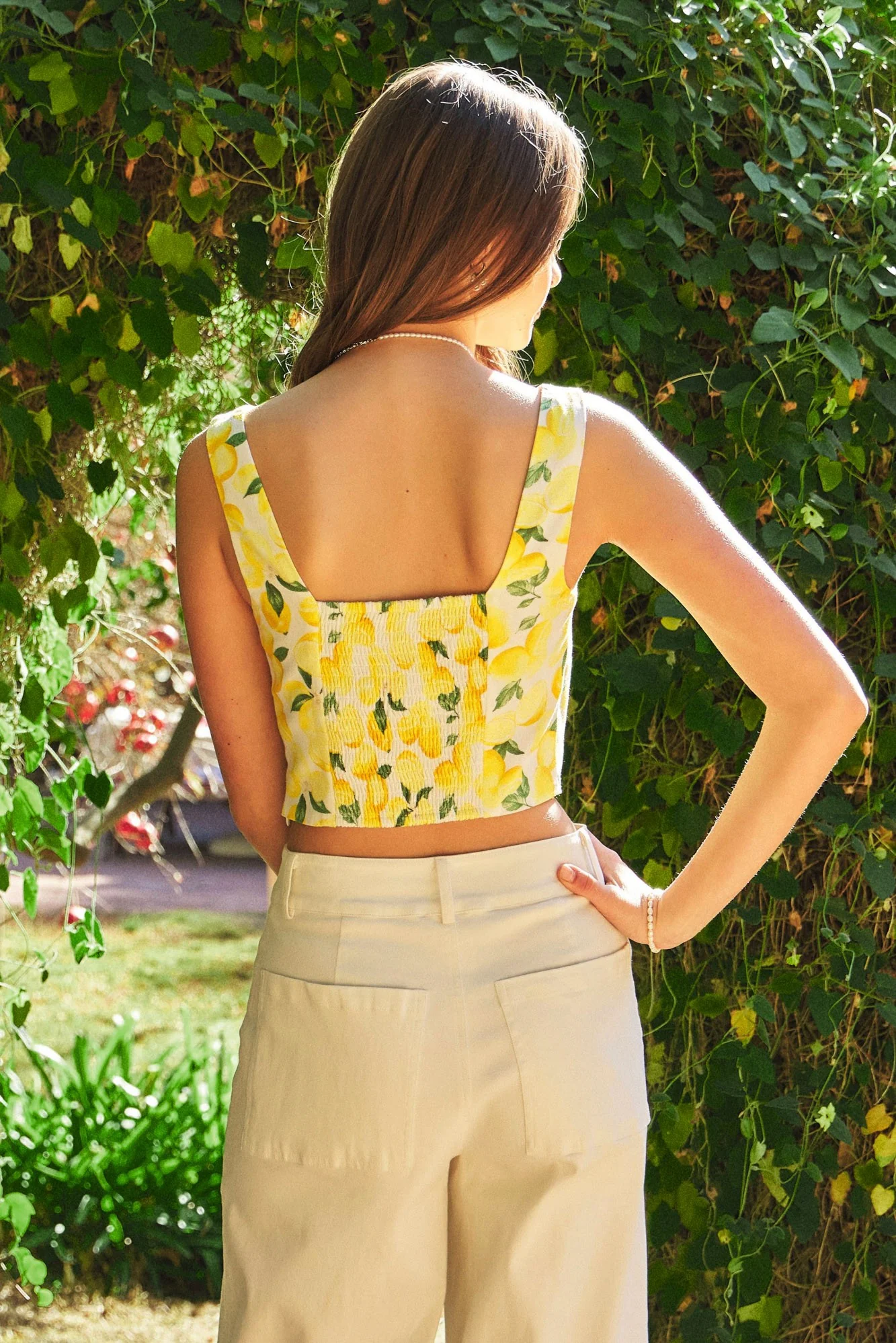 Lemon Drop tie Front Crop Tank