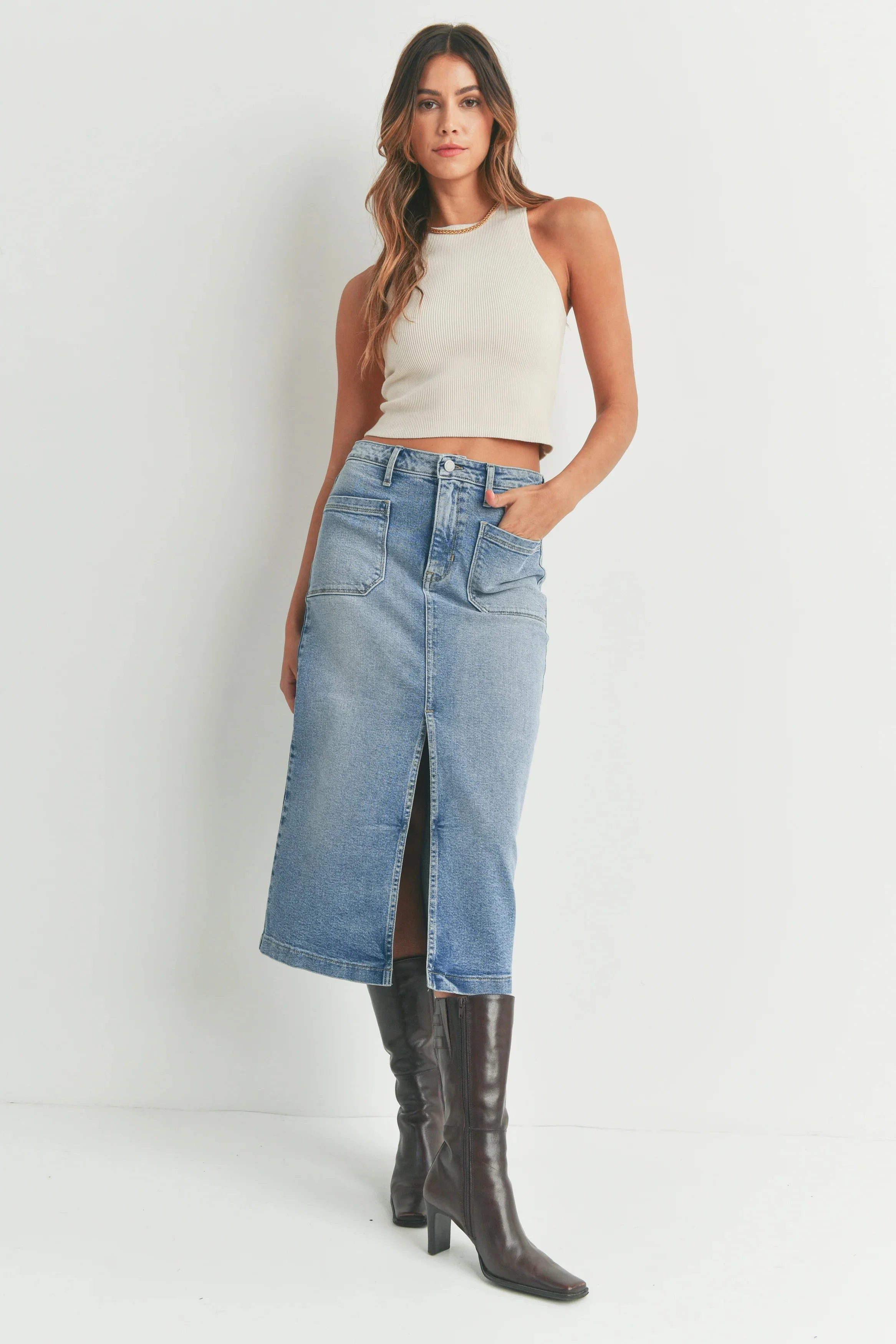 Midi Denim Skirt
