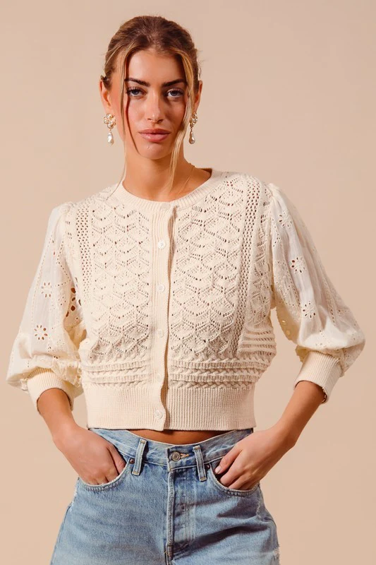 Everybody's Free Crochet Mix Eyelet Cardigan