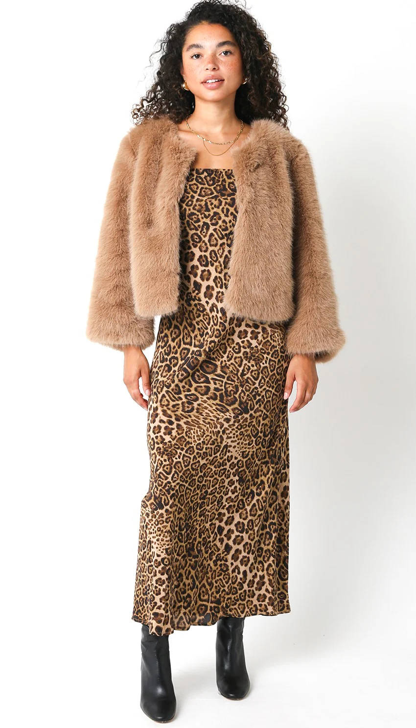 Cleo Animal Print Open Back Maxi Dress FINAL SALE